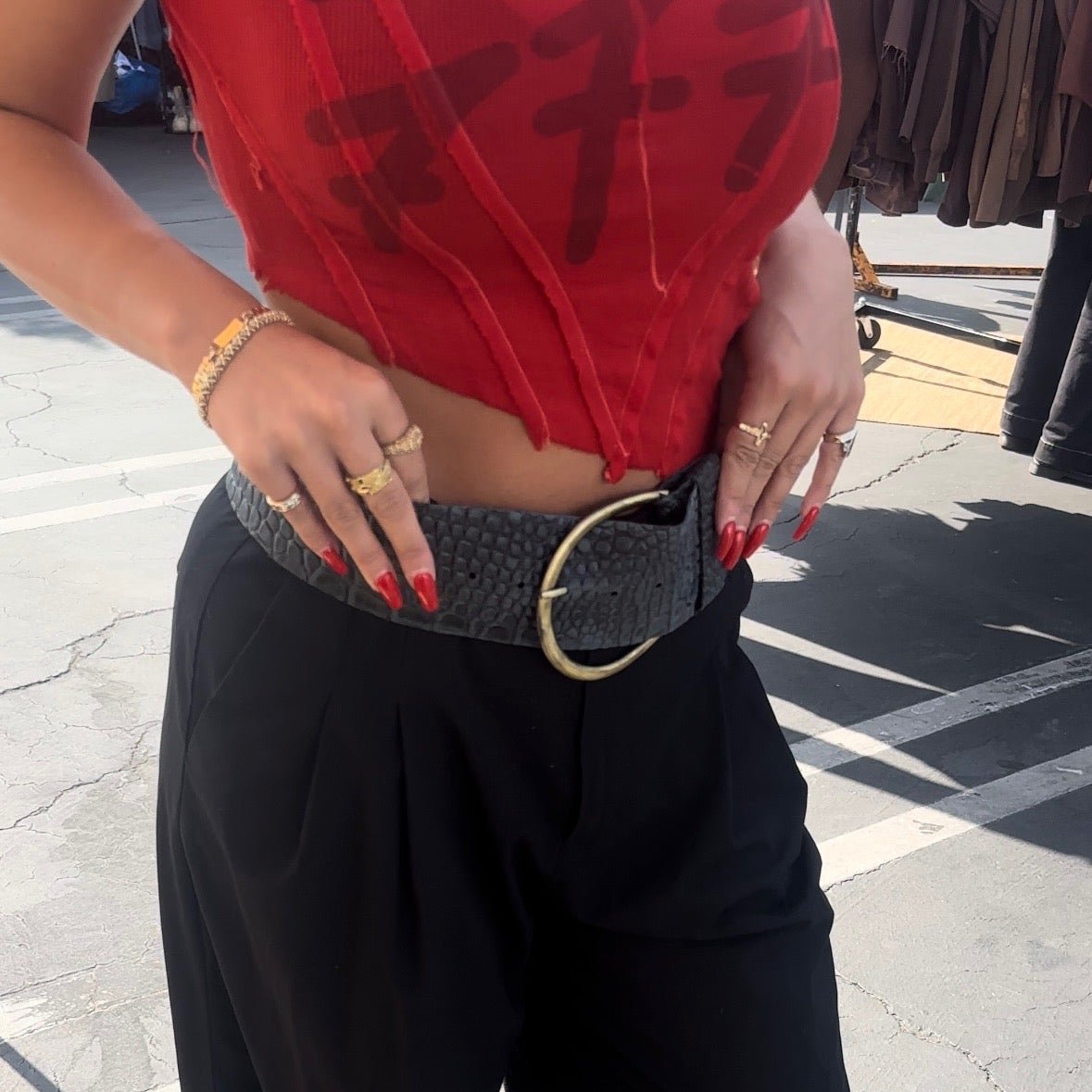 Genuine Leather Wide Belt