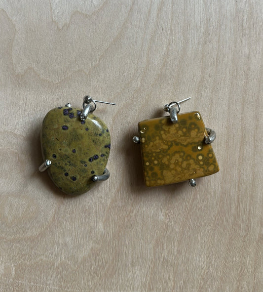Mixed Jasper Palm Stone Earrings